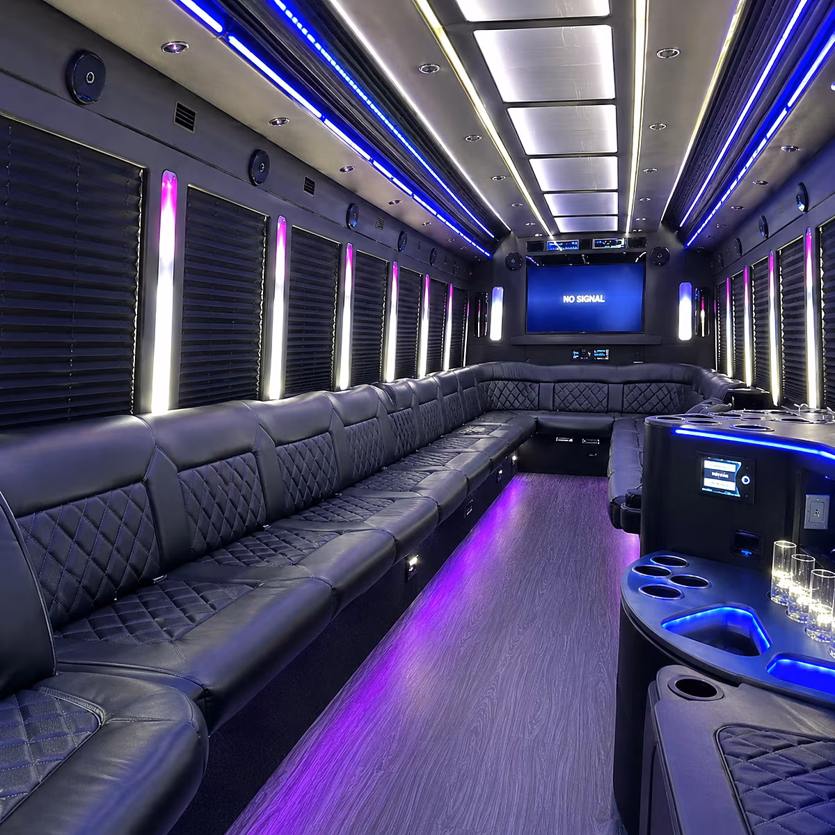 lincoln 30 passenger party bus inside