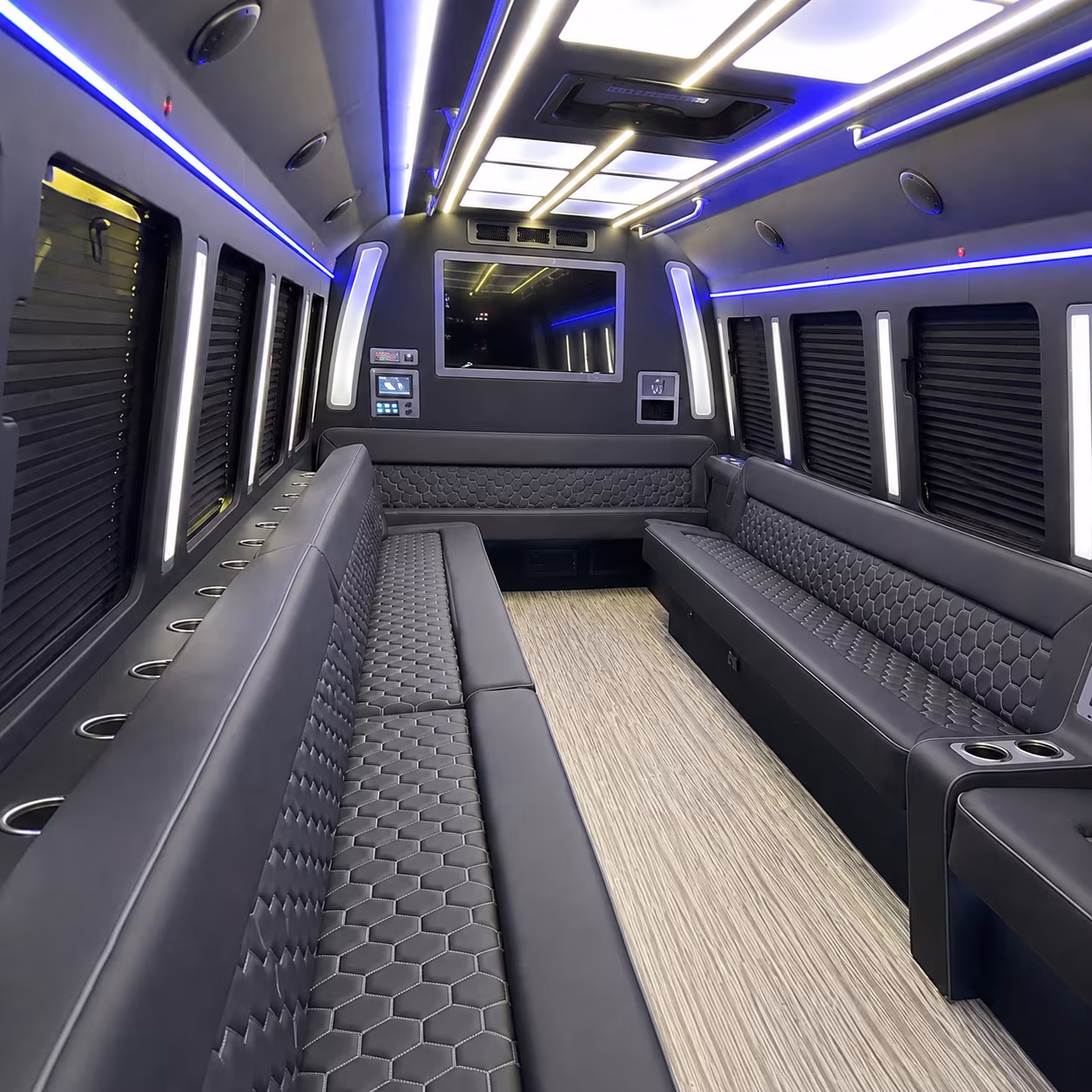 lincoln 40 passenger party bus inside