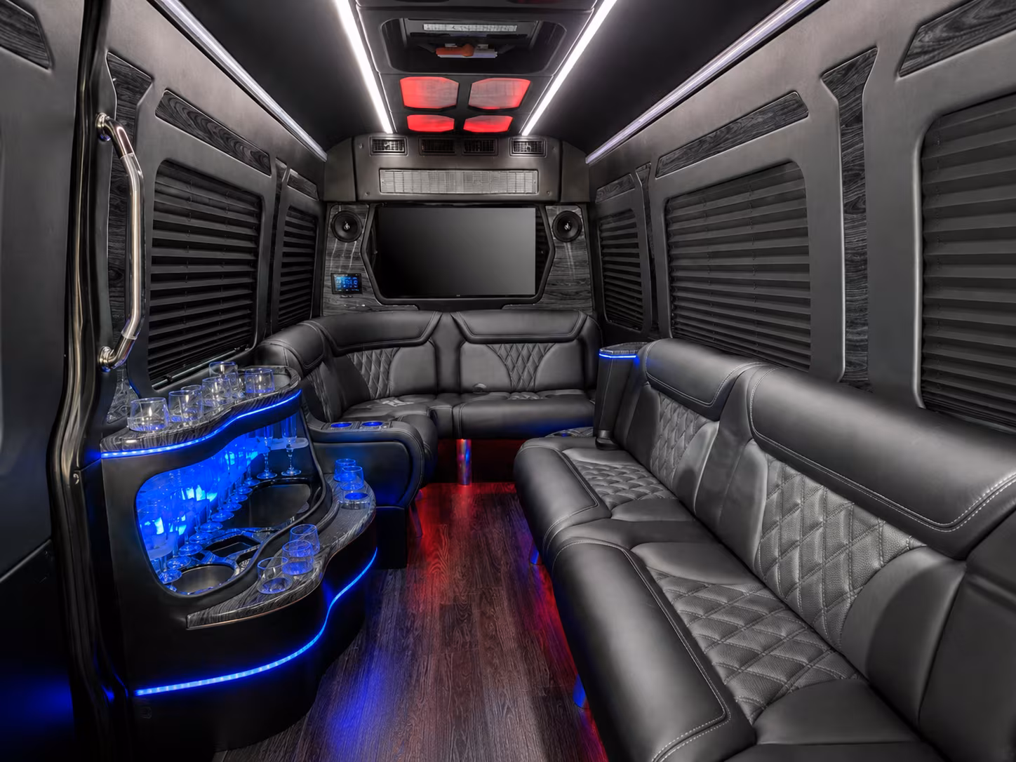 lincoln 50 passenger party bus inside
