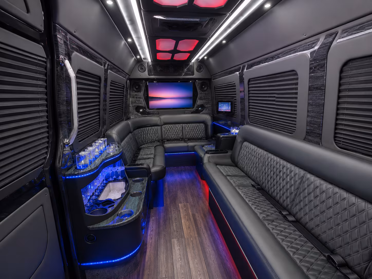 lincoln 50 passenger party bus interior